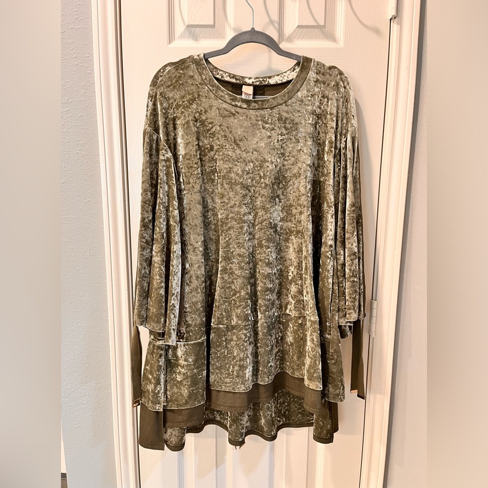 Crushed Velvet Mini Dress, sage green